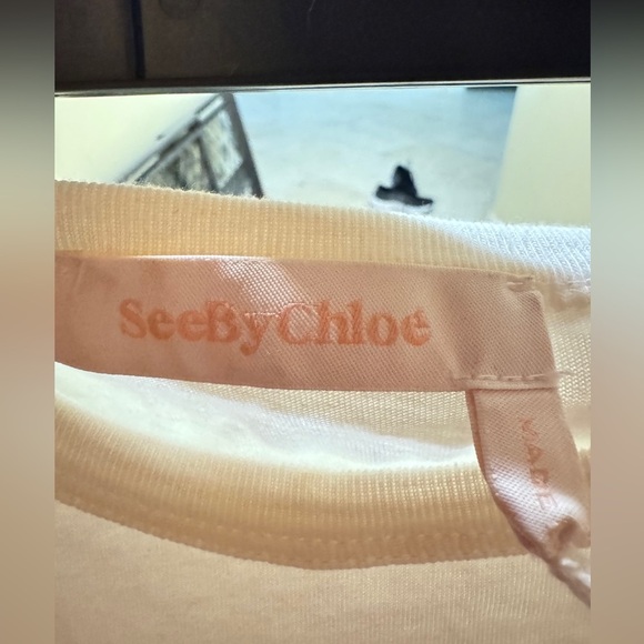 See by Chloe Cream Bell Sleeve Top with Black Trim.  Size medium. - Picture 2 of 5